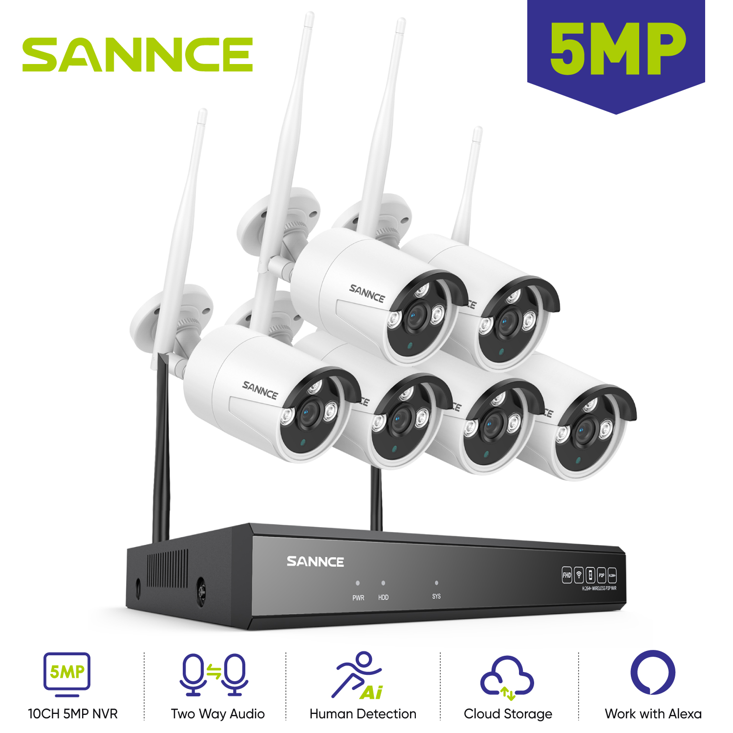 Home Security Wifi Camera - SANNCE 6PCS 5MP Wifi Camera IP