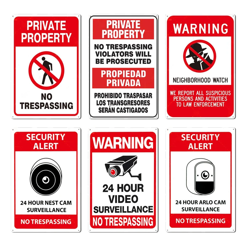 Home Yard Security - Private Property No Trespassing 24 Hour