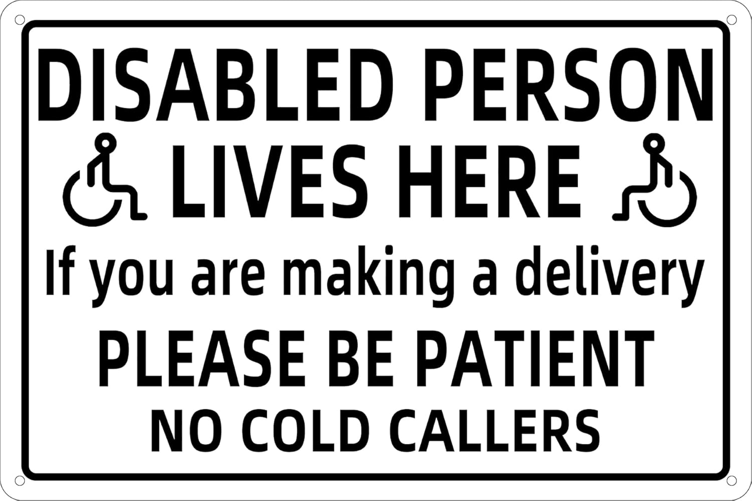 Home Yard Security - Warning Metal Sign Disabled Person Lives