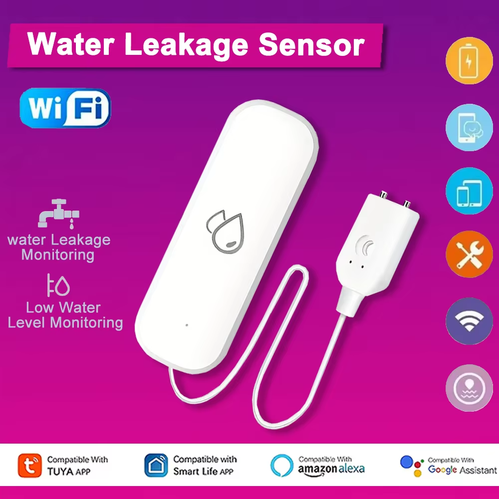Home Security Alexa - Tuya WiFi Water Leakage Alarm Sensor