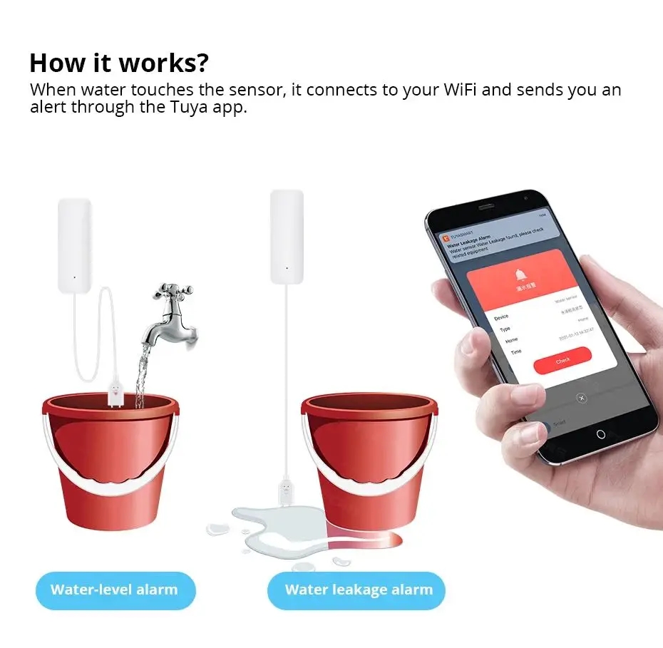 Tuya WiFi Smart Water Leak Sen - Home Security Network review and price