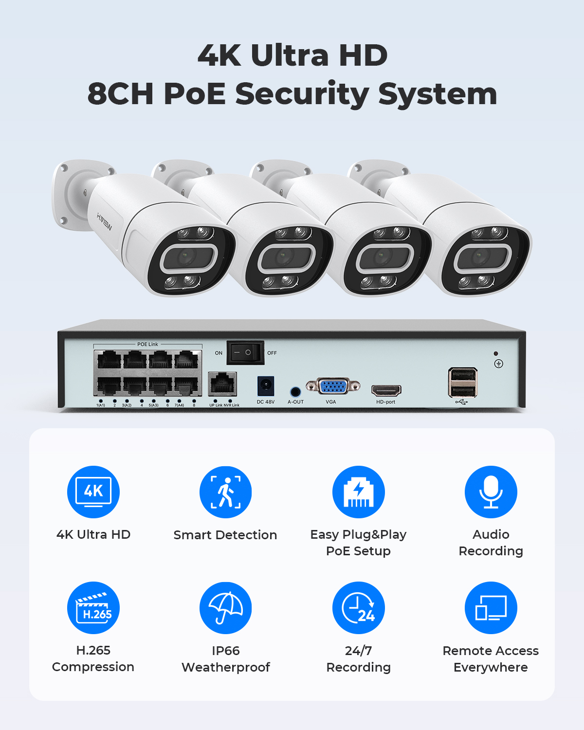 H.View 4K 5Mp 8Mp Poe CCTV Sec - Home Security Network review and price