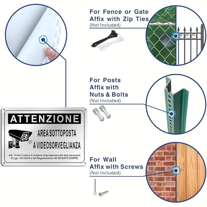 Italian Security Sign 20X30cm  - Home Security Camera review and price